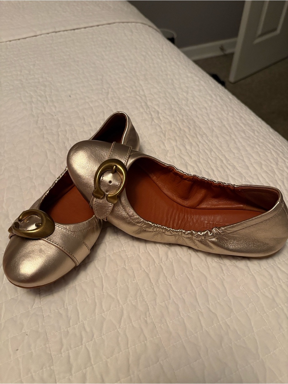 Coach Metallic Ballet Flats in Champagne - Picture 2 of 2